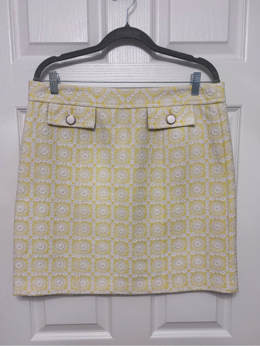 Trina Turk Yellow and Cream Textured Mini Skirt